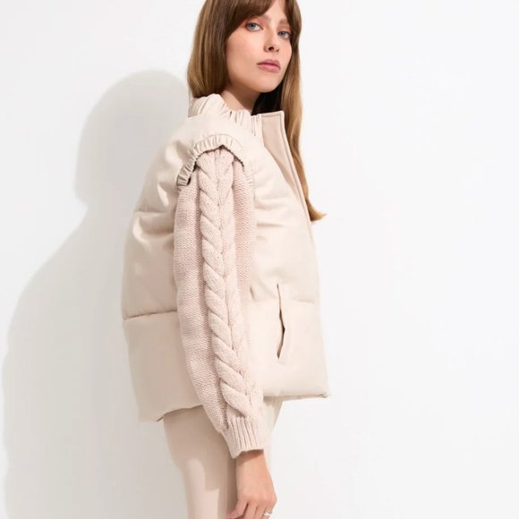 Unreal Fur Barcelona Coat Vegan Leather and Knit - Picture 6 of 7